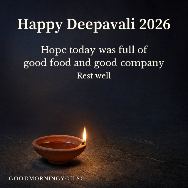 Happy Deepavali card with a single lit clay lamp in the dark